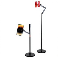 Support de téléphone et tablette double tête en alliage, pliable et extensible, pour chevet et sol