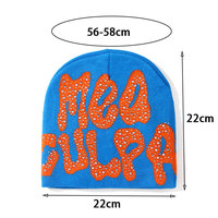 Gorros de Punto Personalizados con Logotipo en Toda la Superficie, con Rayas de Diamantes, Gorro de Invierno con Pedrería Mea Culpa Y2k para Mujer