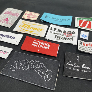 Etiqueta de algodón lavable con logotipo de marca privada personalizada de gran oferta, etiqueta tejida de tela de costura para ropa y bolsos - Product Image 5