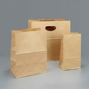 Sac en papier kraft brun imprimé en gros avec poignée, sac à emporter pour restaurant et restauration rapide - Product Image 2