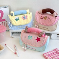 Grande Trousse de Maquillage Portable et Légère, Sac Cosmétique Brodé Mignon à Grande Capacité, Pochette de Toilette Portable pour Fille