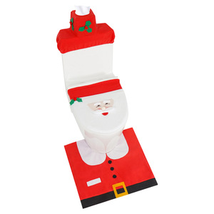<b>Christmas</b> Theme Shower Curtain and Toilet Lid Cover Set Festive Household <b>Christmas</b> Decorations Gift Set - Product Image 1