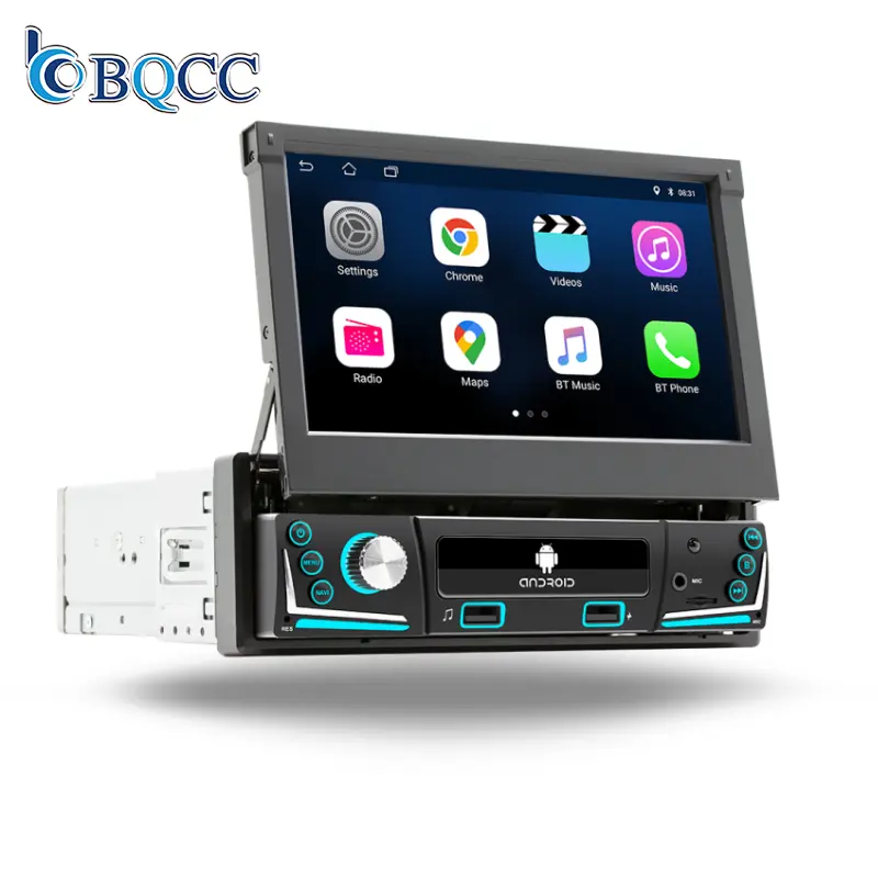 Bqcc 7 "1din Android11 Intrekbare Hd-Scherm Auto Elektronica 1 + 16G/2 + 32G/2 + 64G Wifi Gps Navigatie Auto Radio Universele Stereo