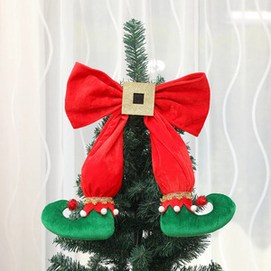 Decoración Navideña, Divertidos Adornos Colgantes de Patas de Duende Rojas con Lazo para Decoración de Ventanas Navideñas - Product Image 2