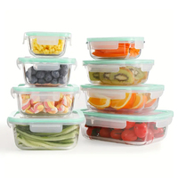 Lot de 8 contenants alimentaires en verre borosilicate avec couvercles hermétiques à boucle, organisateur de cuisine domestique