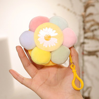 Offre Spéciale tissu fleur porte-monnaie porte-clés mignon Kawaii portefeuille avec fermeture éclair porte-clés enfants en peluche porte-monnaie amant cadeaux pour les femmes