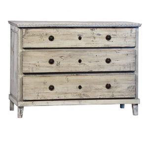 Commode à 3 tiroirs en bois antique avec quincaillerie en laiton, meuble polyvalent pour la maison, l'hôtel, la chambre, la cuisine, la salle à manger, le salon - Product Image 1