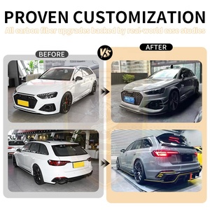 Kit de carrosserie en fibre de carbone de style IP pour <span class=keywords><strong>Audi</strong></span> RS4 Avant B9 B10 2020-2023 jupes latérales à lèvre avant diffuseur arrière pare-chocs Canards aile de toit - Product Image 4
