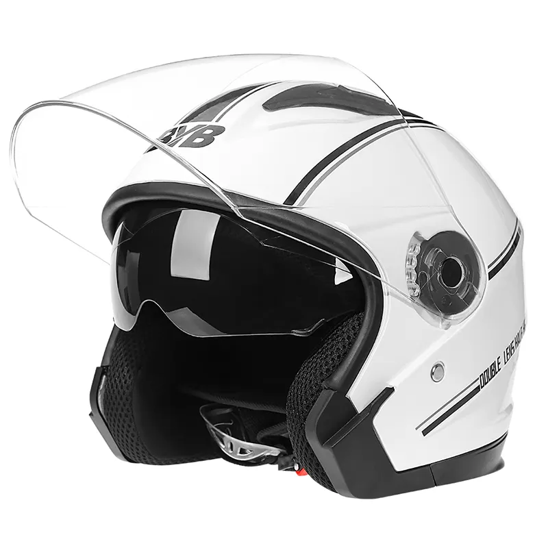 Günstige Motorrad helme Abs Half Face Four Seasons Anti Fog Doppels piegel Motorrad helm Hersteller