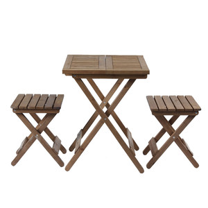 Set Bistrot Pieghevole in Legno Naturale Massiccio, Set <span class=keywords><strong>da</strong></span> Pranzo Portatile <span class=keywords><strong>da</strong></span> Esterno in 3 Pezzi, Tavolo e Sgabelli in Legno Salvaspazio con Struttura a X per Campeggio - Product Image 5
