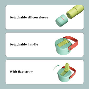 ขวดน้ำเก็บอุณหภูมิขนาด 400 มล. ยี่ห้อ Houroffer แบบมีหลอดดูด สำหรับใช้ที่บ้าน เดินทาง แคมป์ปิ้ง โรงเรียน พร้อมบริการสกรีนโลโก้ตามสั่ง สั่งซื้อจำนวนมากได้ - Product Image 2