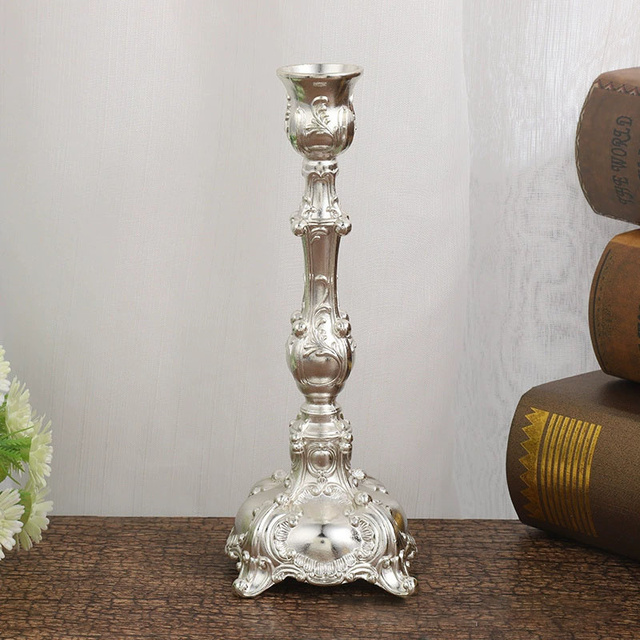New European Vintage Zinc Alloy Candlestick Holder Luxury Candle Wedding