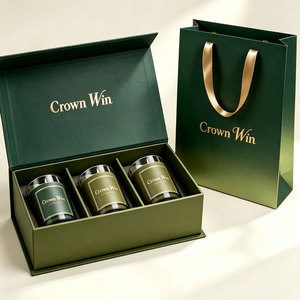 Manufacture Premium Custom Metallic Gold <b>Gift</b> Box Fsc Certified Champagne Gold <b>Candle</b> Packaging Box With Handle Bag Packaging - Product Image 3