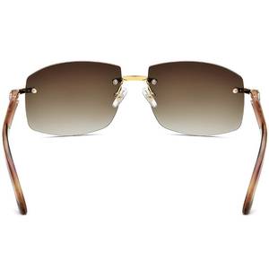 Lunettes de soleil vintage sans monture personnalisées avec logo, lunettes de soleil de luxe de haute qualité pour hommes, lunettes de soleil rétro rectangulaires carrées - Product Image 5