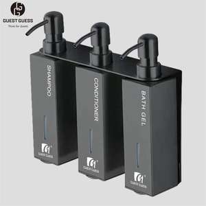 Distributeur de savon liquide triple en acier inoxydable 304 de haute qualité, noir mat, mural, antivol, moderne, pour salle de bain et toilettes - Product Image 1