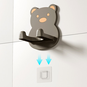 Bear Shape Wall Mounted Hair Dryer Holder With Cable Management For Bathroom Storage - Product Image 2