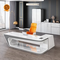 Bureau de partenaire de bureau moderne de luxe pas cher Acrylique Surface solide Top Bureaux de PDG Bureau à domicile