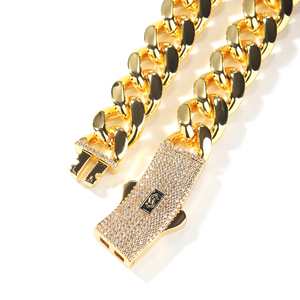 <span class=keywords><strong>Bracciale</strong></span> in Acciaio Inossidabile Placcato Oro 18k, Stile Popolare Hip Hop Miami, <span class=keywords><strong>Collana</strong></span> da <span class=keywords><strong>Uomo</strong></span> con Chiusura a S, Catena Cubana - Product Image 5