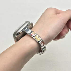 Bracelet modulaire en acier inoxydable plaqué pour montre, avec design quadrilatère, chargement magnétique, accessoires d'assemblage DIY - Product Image 1