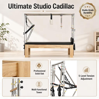 Table de Pilates Cadillac en bois de chêne, portable et réglable, pour l'entraînement professionnel en studio de Pilates