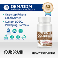 Capsules d'extrait de crinière de lion en marque privée OEM, compléments alimentaires à base de plantes, santé du cerveau, soutien immunitaire, complément bien-être