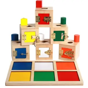 Papan Kotak Kunci Montessori, Mainan Pusat Pembelajaran Dini Bayi Tiongkok
