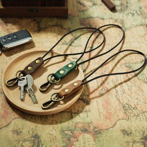 Cowhide Leather <b>Keys</b> <b>Lanyards</b> Portable Wrist Keychain <b>Lanyard</b> Rope <b>Key</b> Holder Strap - Product Image 1