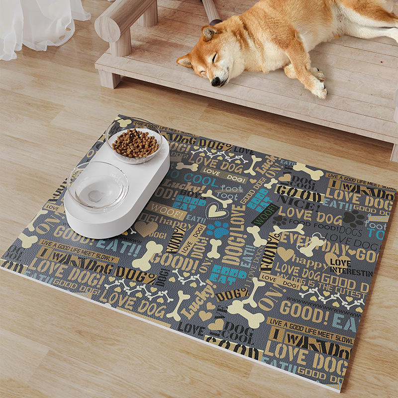 Alfombra de cuero de doble cara para mascotas - hora de comer para perros