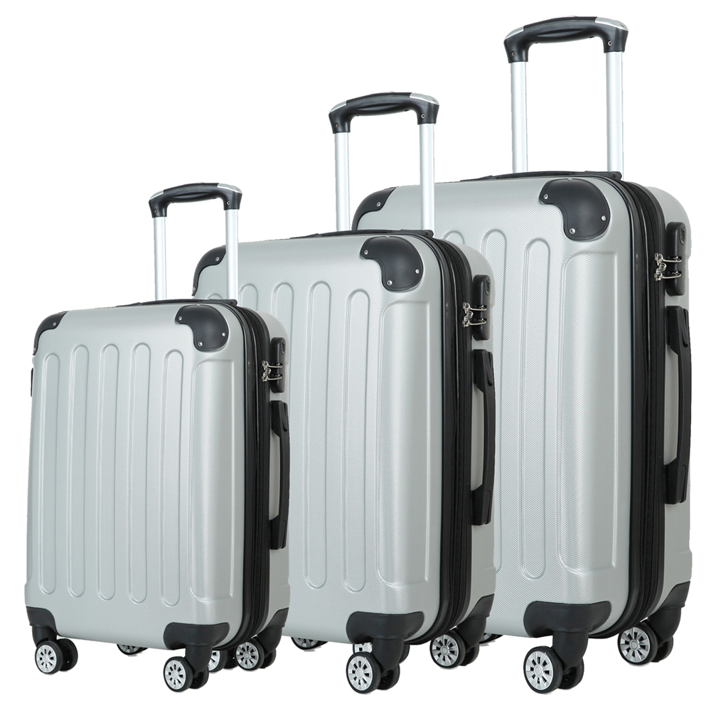 BTM Set of 3 Light Weight Hardshell 4 wheel Travel Trolley Suitcase
