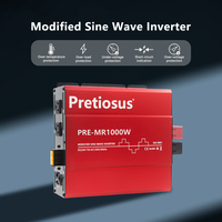 Convertisseur Onduleur Solaire à Onde Sinusoïdale Modifiée Pretiosus 1000W, 12V/24V/48V CC vers 110V/220V CA pour Usage Domestique