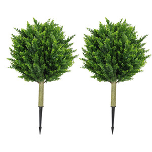 CAWELL Arbre artificiel <span class=keywords><strong>de</strong></span> cyprès topiaire d'extérieur/d'intérieur avec kit <span class=keywords><strong>de</strong></span> fixation au sol, 2 arbustes pour jardinières <span class=keywords><strong>de</strong></span> véranda, 60 cm, éco-responsable, <span class=keywords><strong>persistant</strong></span> - Product Image 6