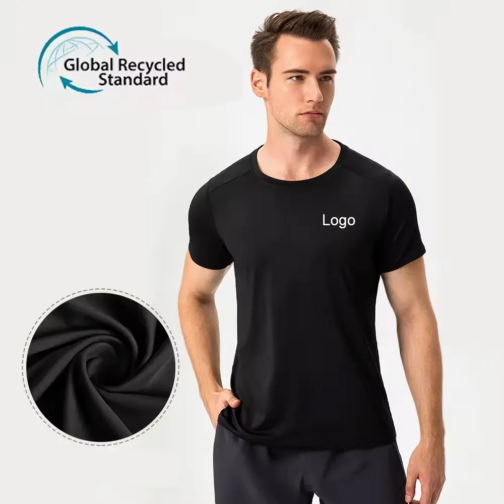 BSCI Hersteller Custom Logo Active wear Herren Fitness studio Nachhaltige umwelt freundliche T-Shirts aus recyceltem Polyester