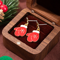 Ensemble de bijoux en alliage de cuivre plaqué or sur le thème de Noël, boucles d'oreilles Père Noël et sapin, cadeau de mode pour anniversaire, accessoires pour femmes