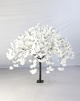 Versandfertige 1,5m Kunststoff-Kirschblütenbaum-Lampe mit Roten Seidenblüten, Japanischer Topf, Chinesische LED-Beleuchtung