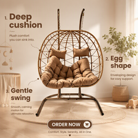 Fauteuil suspendu en rotin de luxe pour l'extérieur, de haute qualité, écologique, imperméable, double siège, avec une capacité de 300 kg