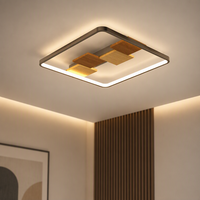 Plafonnier LED moderne et minimaliste en fer et PVC, design artistique en bois, télécommande, lumière tricolore, chambre à coucher, salle à manger