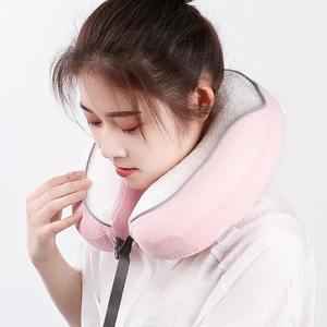 Oreiller de voyage en mousse à mémoire de forme en U avec infusion de gel pour le soutien du cou, usage adulte, design noir et rose - Product Image 2