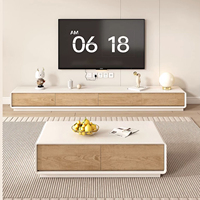 Meuble TV sur pied en bois, meuble TV moderne avec 4 tiroirs et étagères pour salon, mobilier de maison