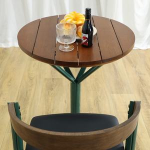 सर्वश्रेष्ठ गुणवत्ता वाले कारखाने ने टेबल अद्वितीय डिजाइन रेस्तरां फर्नीचर गोल ठोस लकड़ी शीर्ष धातु पैर डाइनिंग रूम टेबल - Product Image 2