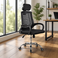 Chaise de bureau ergonomique à dossier haut en maille, avec accoudoirs fixes et roulettes, pour le personnel des bureaux et les zones de travail