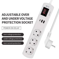 Protector de Voltaje JIUJI JJSVA-QCR3 con 3 Tomas de Corriente USB y Voltaje/Corriente Ajustables para Refrigerador