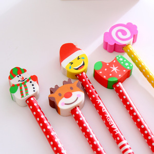 Crayon en bois de Noël transfrontalier, dessin animé mignon avec animaux, gomme HB, papeterie pour étudiants, cadeau en gros - Product Image 3