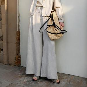 <span class=keywords><strong>Pantalon</strong></span> large en <span class=keywords><strong>lin</strong></span> pour <span class=keywords><strong>femme</strong></span>, <span class=keywords><strong>taille</strong></span> haute, décontracté, respirant, idéal pour l'été et le quotidien - Product Image 1