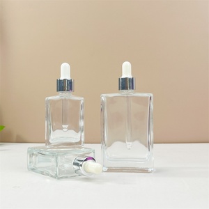 Stock clear 15ml 30ml 50ml 100ml Transparent Flat Shoulder Cylinder Square Glass <b>Dropper</b> <b>Bottle</b> With Silver <b>Dropper</b> Cap - Product Image 2