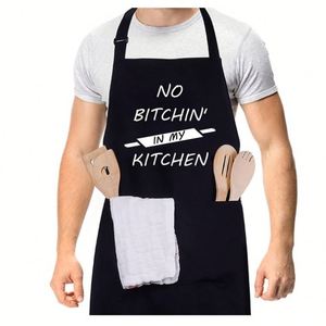 High Quality Adjustable Black Chef Cook Long <b>Apron</b> Cotton-Poly for Coffee Shop Bbq Grill <b>Kitchen</b> Use - Product Image 1