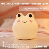Capteur de lumière Clap en caoutchouc pour animaux aux grands yeux Contrôle de la couleur changeante Dimmable Blanc chaud Batterie rechargeable Moderne Petite nuit