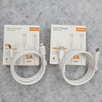 Kabel Pengisian Cepat USB-C ke USB-C PD Tahan Lama, Pasokan Grosir, Output 3A untuk Pengisian Cepat 5A Ponsel dan Kamera, Kotak Retail