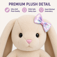 Peluche personnalisée en forme de lapin de 40 cm, tenue de poupée lapin, robe de poupée à paillettes OEM, accessoires en peluche EN71