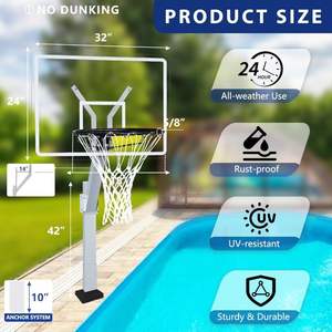 Système <span class=keywords><strong>de</strong></span> <span class=keywords><strong>panier</strong></span> <span class=keywords><strong>de</strong></span> <span class=keywords><strong>basket</strong></span>-ball réglable à longue durée <span class=keywords><strong>de</strong></span> vie pour piscine creusée extérieure - Product Image 2
