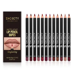 Shcoety Private Merk Kan 12-kleuren Matte Lipliner Set Aanpassen Langdurige Matte Waterdichte Gladde Potlood Lipliner